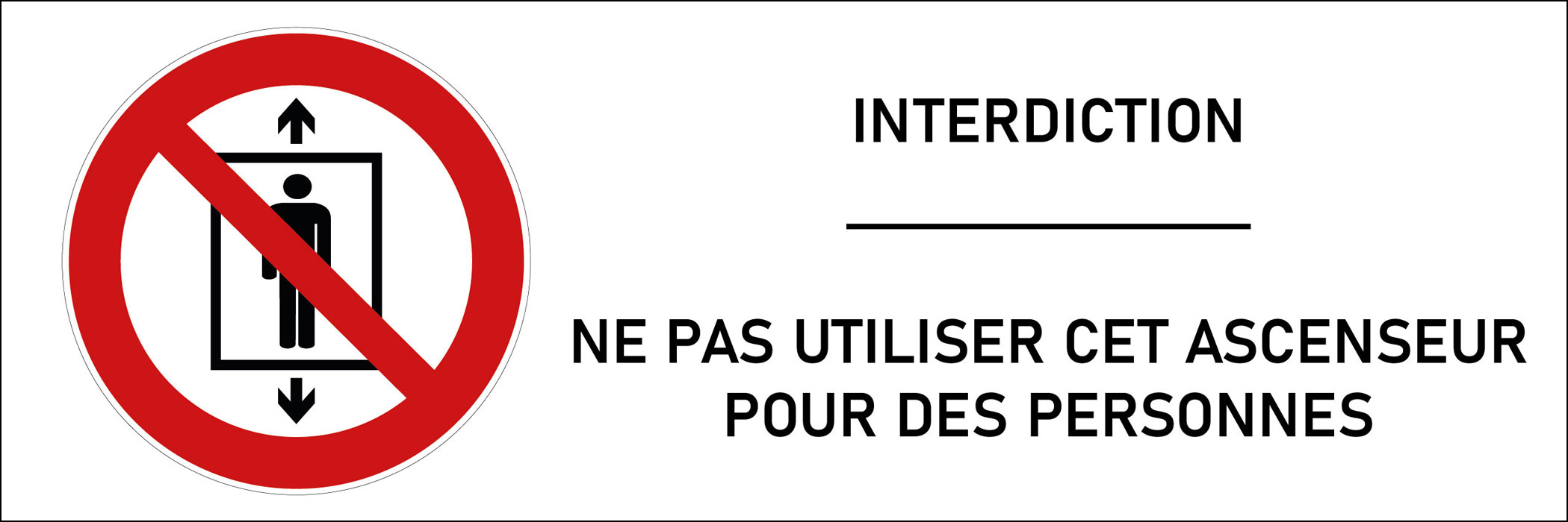 Signalétique interdiction d' utiliser l'ascenseur pour des personnes - format rectangle