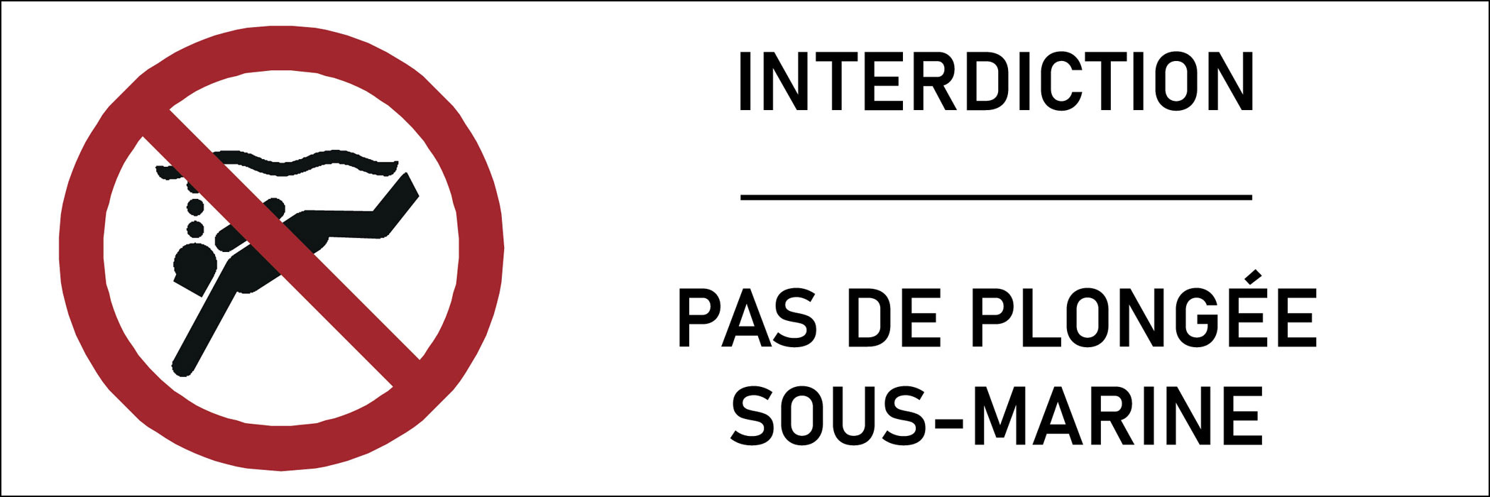 Signalétique interdiction de plongée sous marine