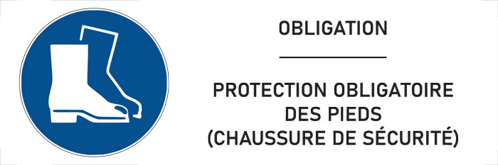 Panneau protection obligatoire des pieds (chaussure de sécurité)
