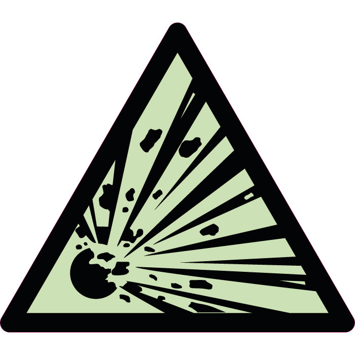 Panneau de danger matières explosives, risque d’explosion photoluminescent