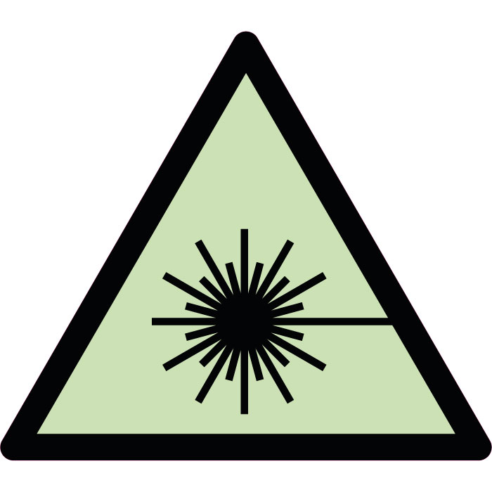 Panneau de danger rayonnement laser photoluminescent