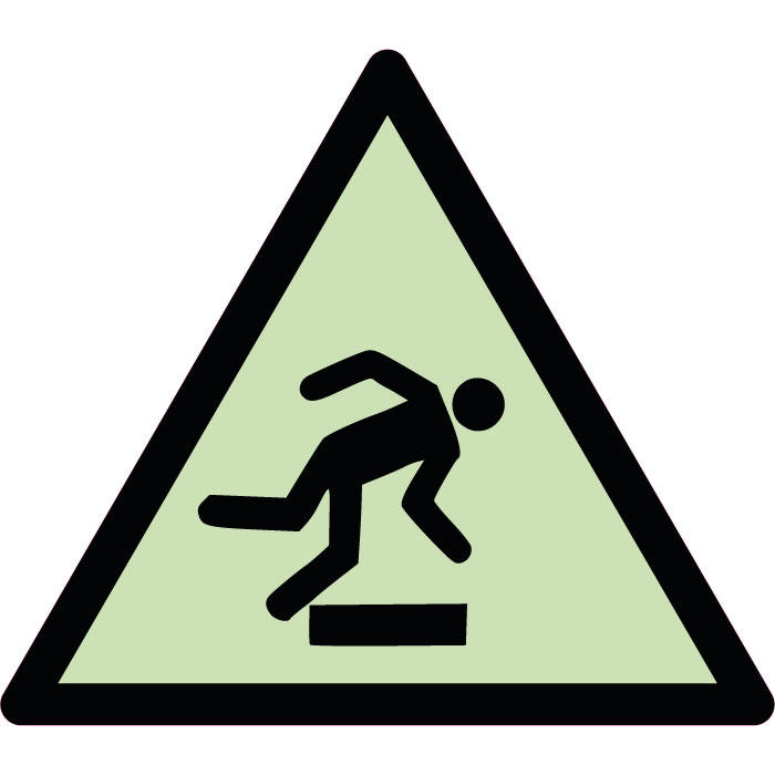 Panneau de danger trébuchement photoluminescent