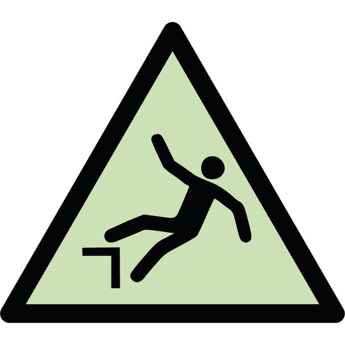 Panneau de danger chute avec dénivellation photoluminescent