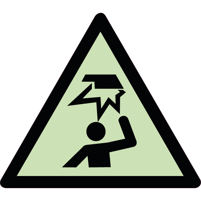 Panneau de danger Obstacle en hauteur photoluminescent