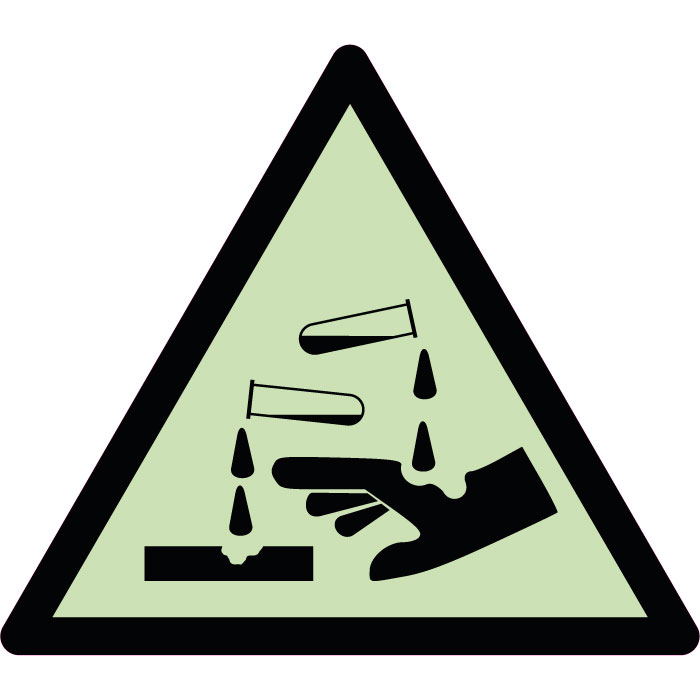 Panneau de danger substances corrosives photoluminescent