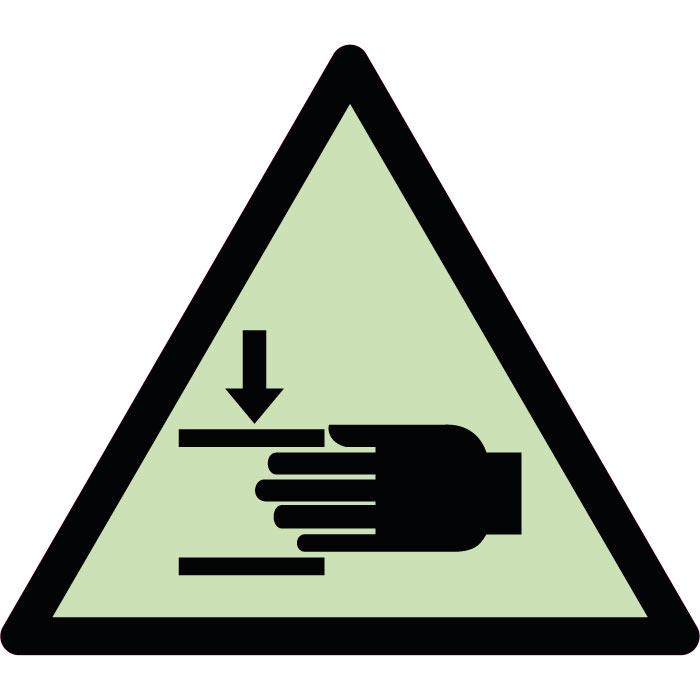Panneau de danger écrasement des mains photoluminescent