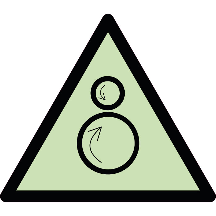 Panneau de danger rouleaux contrarotatifs photoluminescent