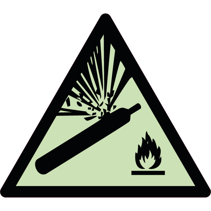 Panneau de danger bouteille pressurisée photoluminescent