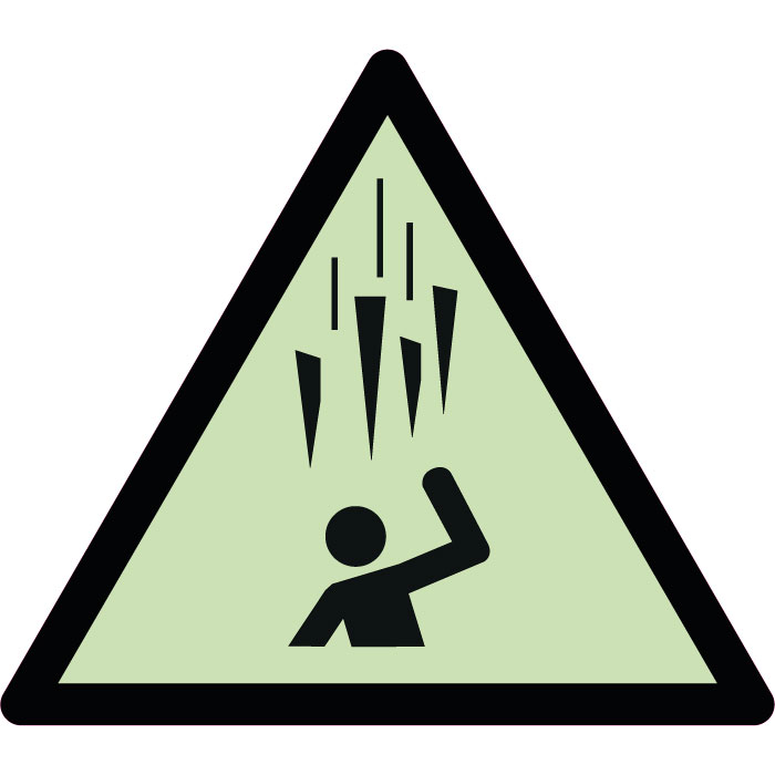 Panneau de danger pointes de glace en chute photoluminescent