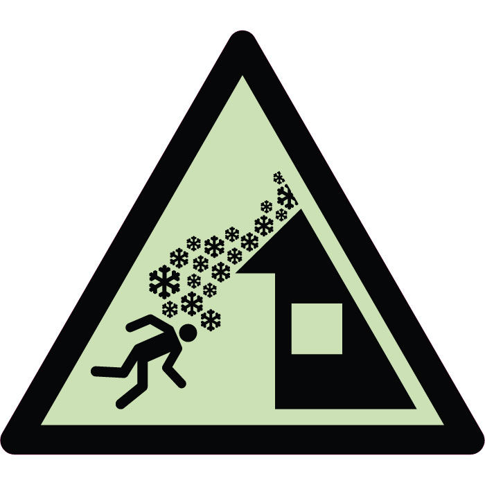 Panneau de danger chute de neige du toit photoluminescent