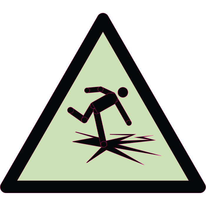 Panneau de danger glace mince photoluminescent