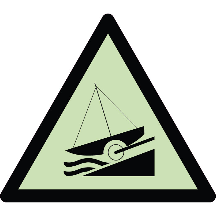 Panneau de danger rampe de mise à l'eau photoluminescent