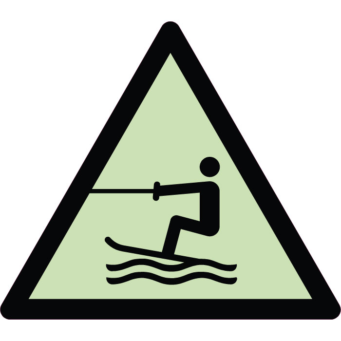 Panneau de danger zone d’activités nautiques tractées photoluminescent