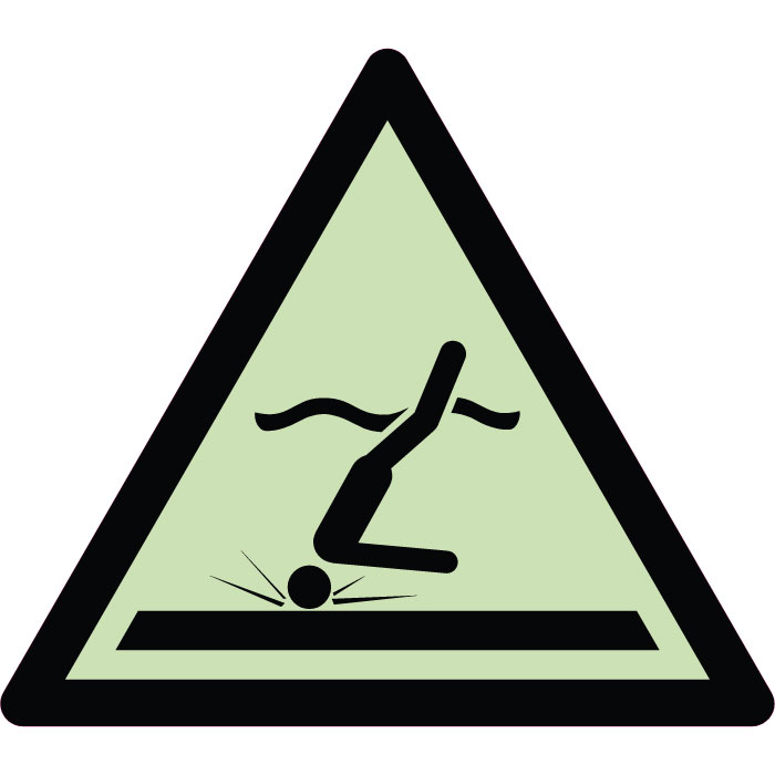 Panneau de danger eau peu profonde photoluminescent