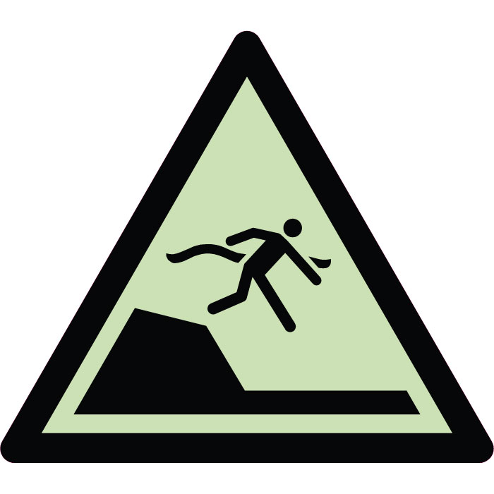 Panneau de danger changement brutal de profondeur du bassin photoluminescent