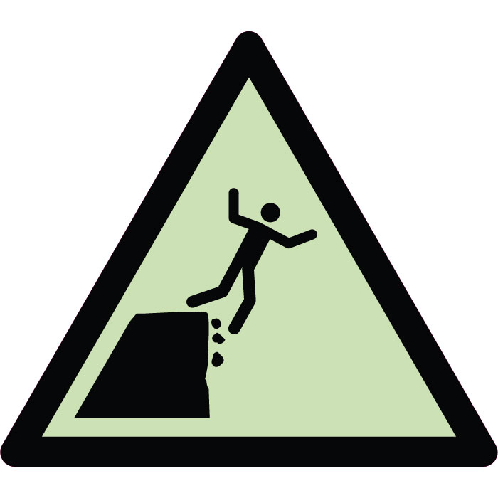 Panneau de danger bord de la falaise instable photoluminescent
