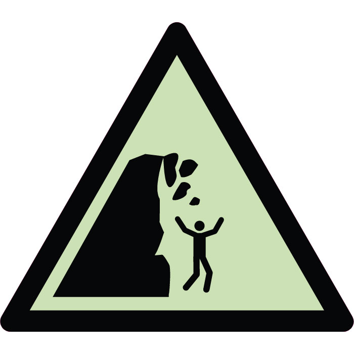 Panneau de danger falaise instable photoluminescent
