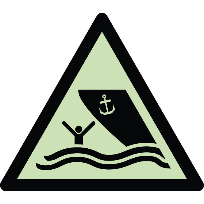 Panneau de danger zone de navigation photoluminescent