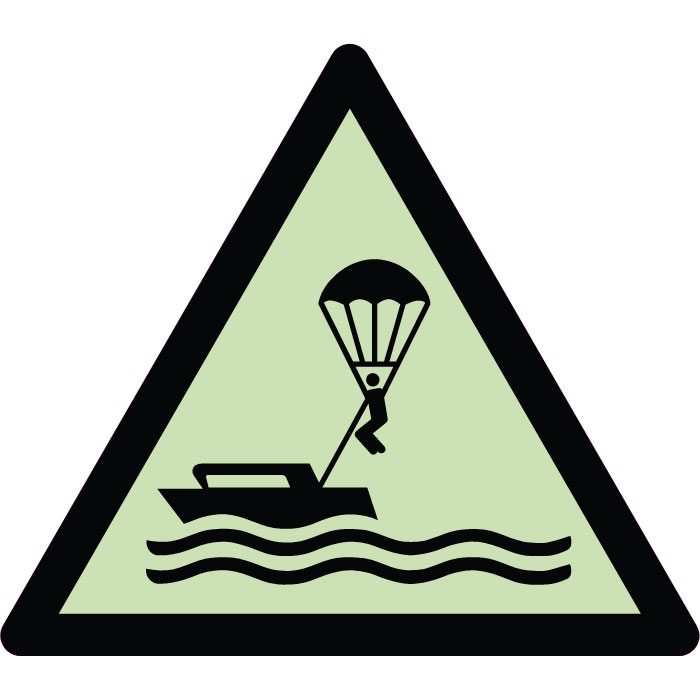 Panneau de danger parachutes ascensionnels photoluminescent