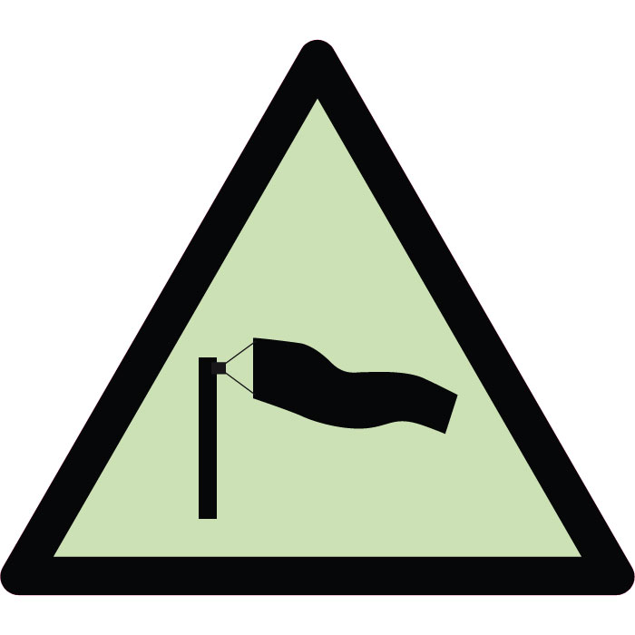 Panneau de danger vents forts photoluminescent