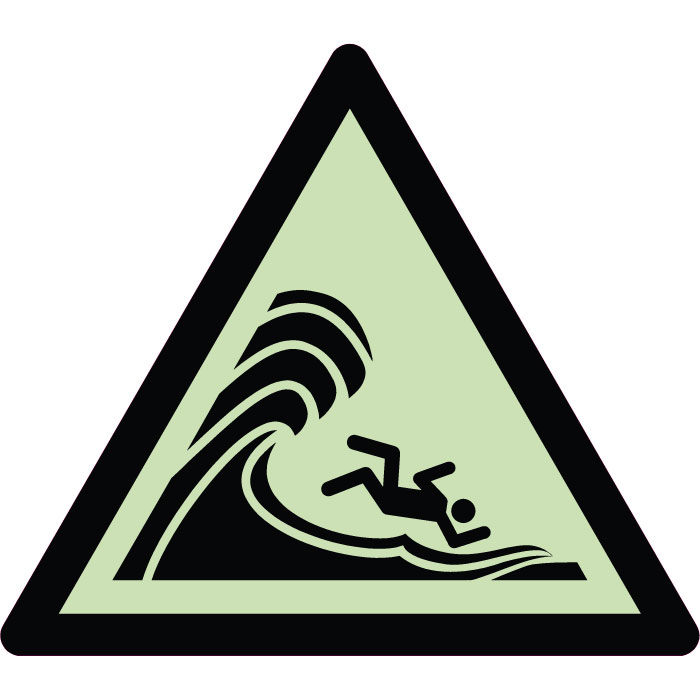 Panneau de danger vagues déferlantes ou hautes photoluminescent