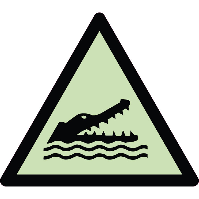 Panneau de danger crocodiles, alligators ou caïmans photoluminescent