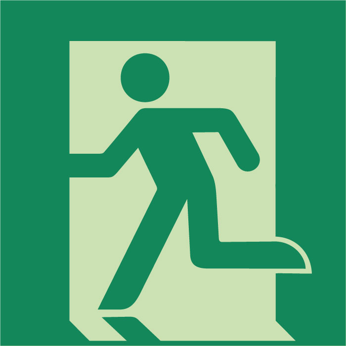 Autocollant sortie de secours-gauche photoluminescent