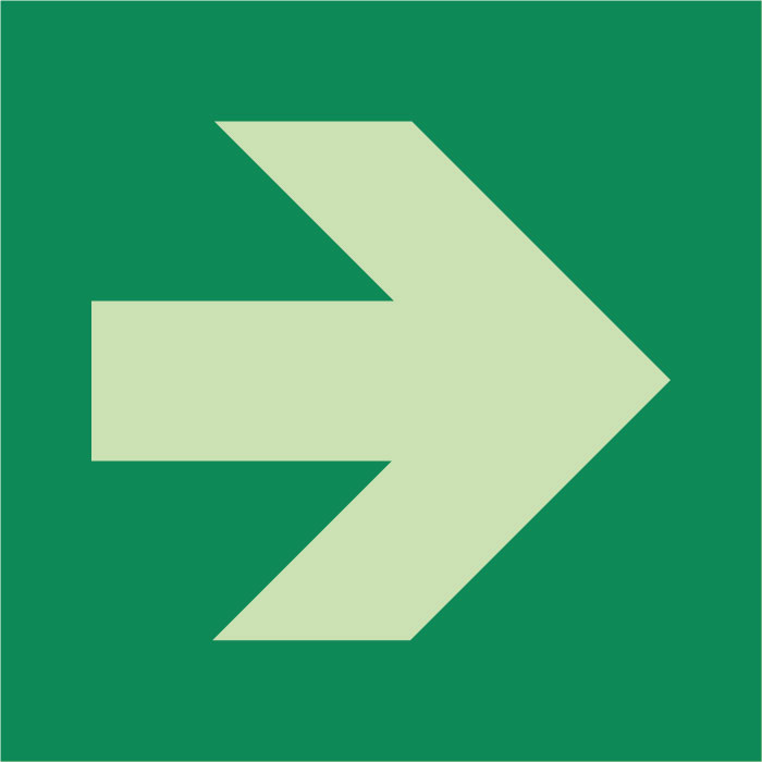 Autocollant flèche de direction-angle de 90° photoluminescent