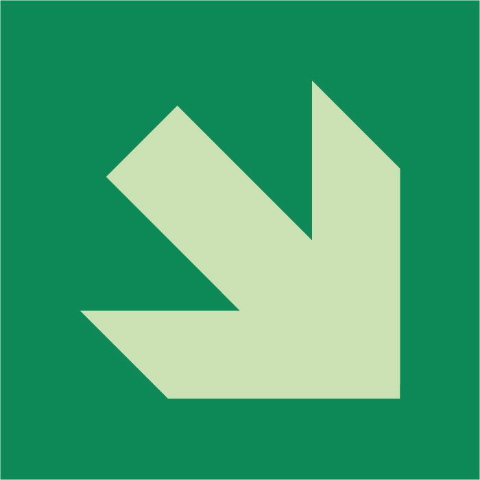 Autocollant Flèche de direction-angle de 45° photoluminescent
