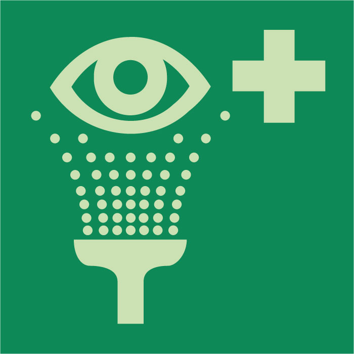 Autocollant équipement de rinçage des yeux photoluminescent
