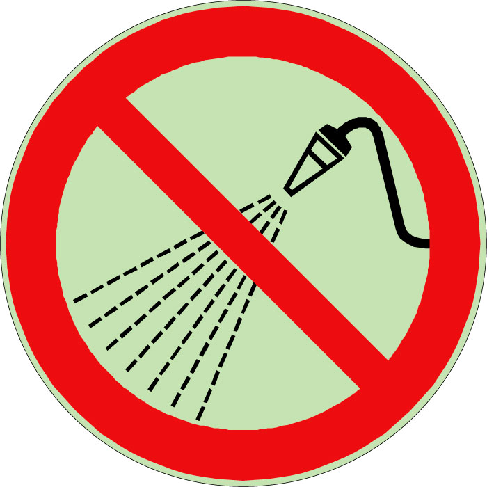 Panneau interdit d'asperger avec de l'eau photoluminescent