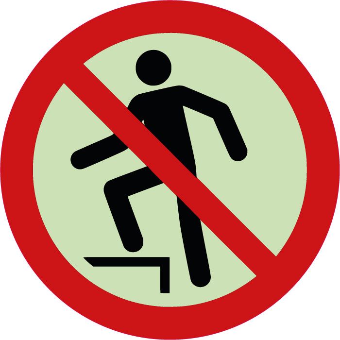 Panneau interdiction de marcher sur la surface photoluminescent