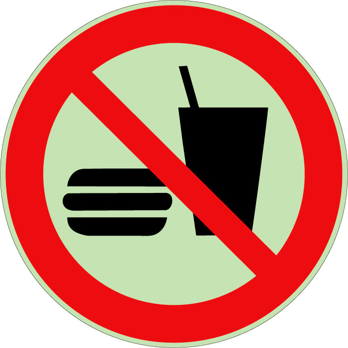 Panneau interdiction de manger ou de boire photoluminescent