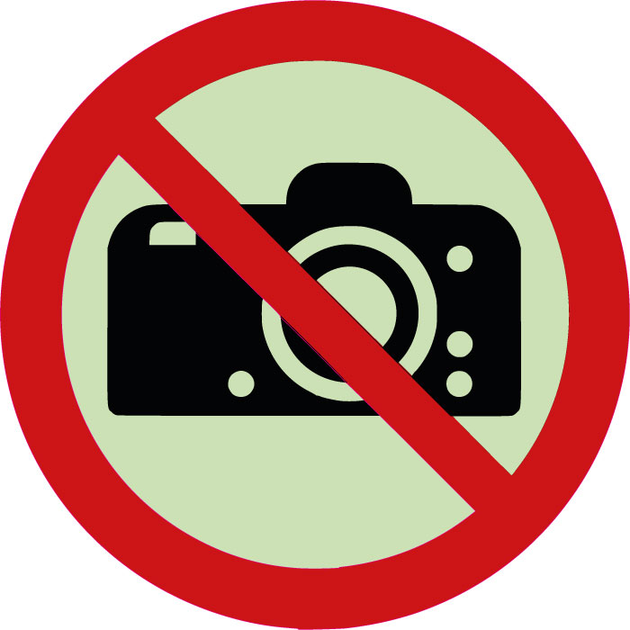 Panneau interdiction de photographier photoluminescent