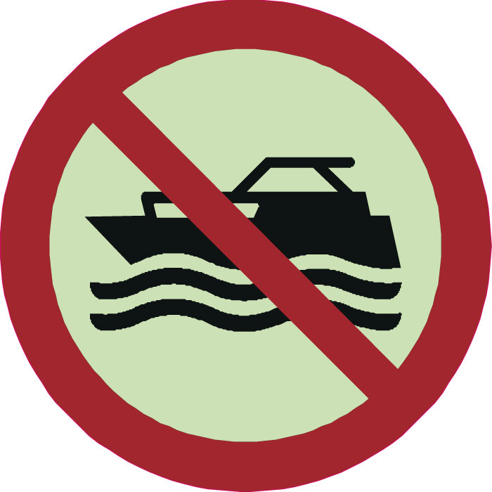 Panneau interdiction de bateau à moteur photoluminescent
