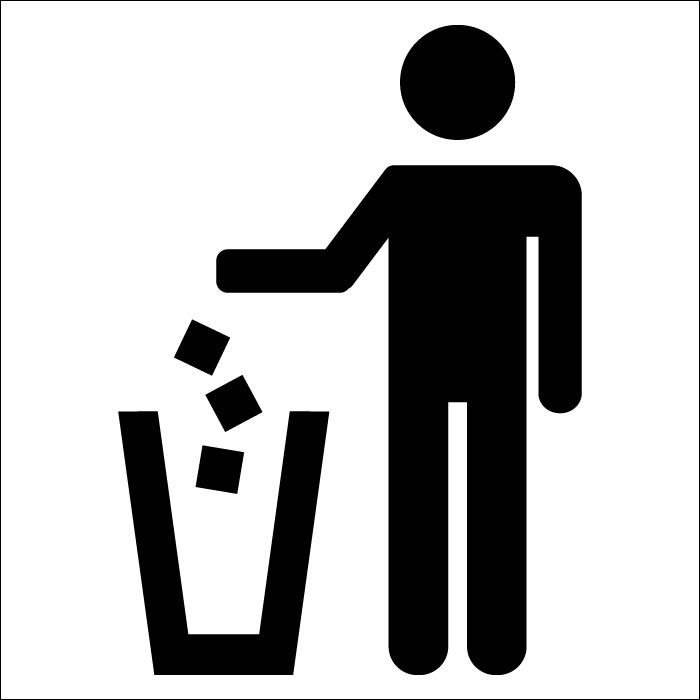 Plaque de porte carrée Merci d'utiliser les poubelles