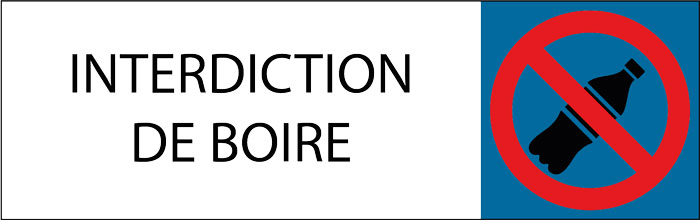Plaque de porte classique Interdiction de boire