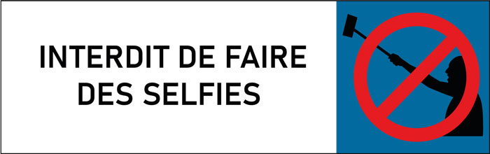 Plaque de porte classique Interdit de faire des Selfies