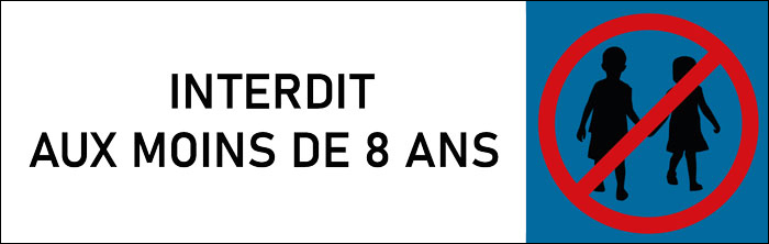 Plaque de porte classique Interdit aux moins de 8 ans