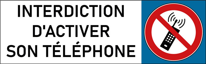 Plaque de porte classique Interdiction d'activer son téléphone