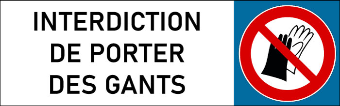 Plaque de porte classique Interdiction de porter des gants