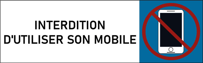 Plaque de porte classique Interdition d'utiliser son mobile