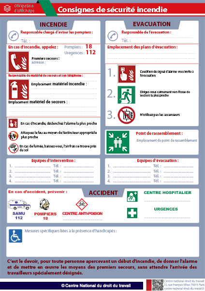 Consignes de sécurité incendie
