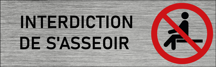 Plaque de porte Interdiction de s'asseoir