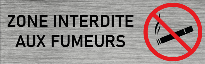 Plaque de porte Zone interdite aux fumeurs