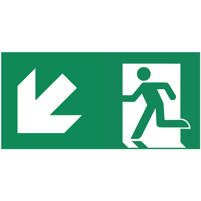 Pictogramme Sortie de secours en bas à gauche
