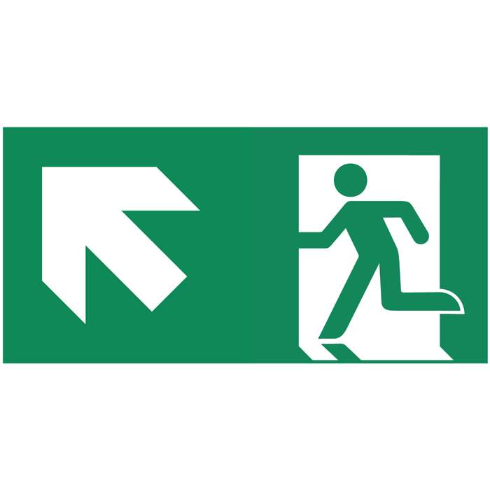 Pictogramme Sortie de secours en haut à gauche