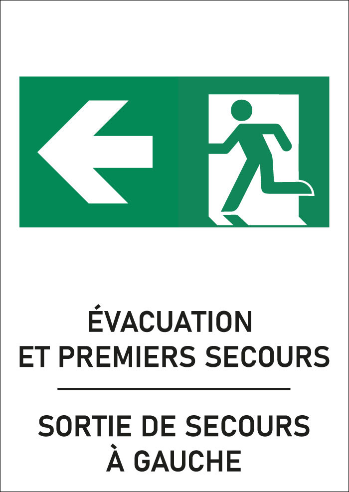 Panneau Sortie de secours à gauche