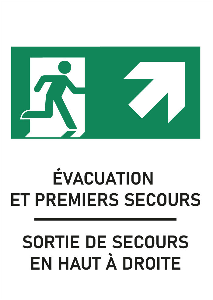 Panneau Sortie de secours en haut à droite