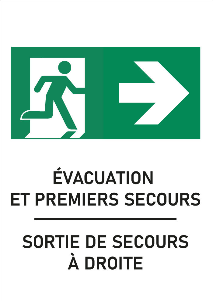 Panneau Sortie de secours à droite